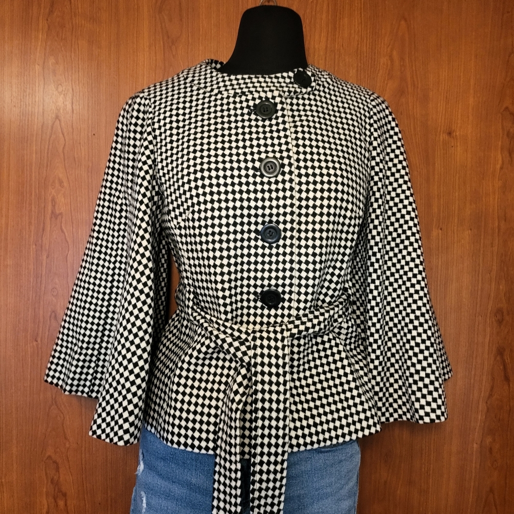 Ann Taylor Loft Houndstooth Cape Size 2